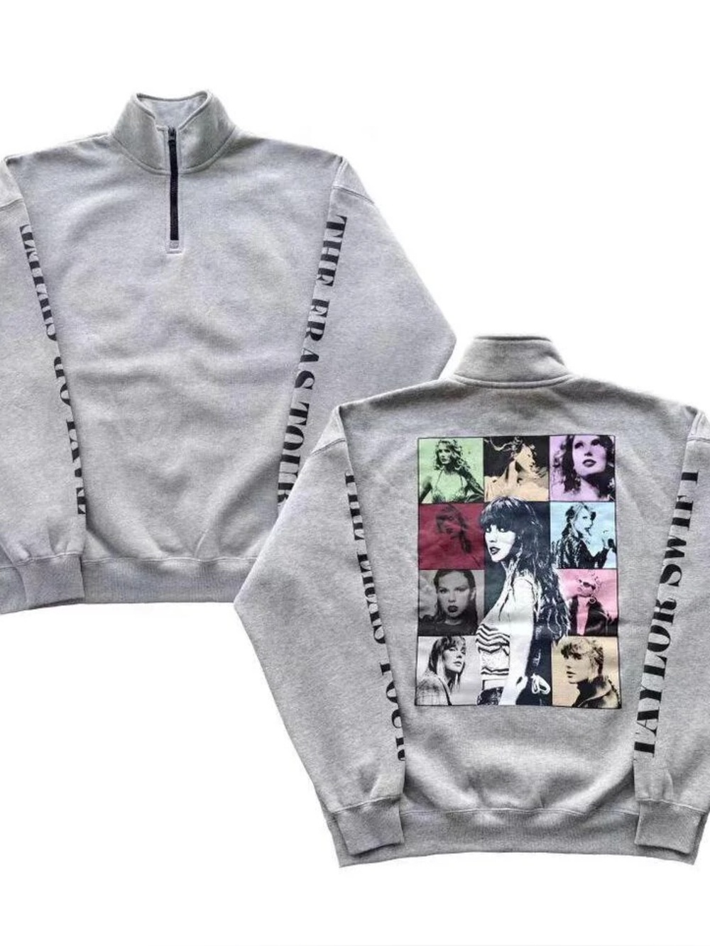 Taylor Swift Gray Eras Tour Merchandise Quarter Zip Sweater